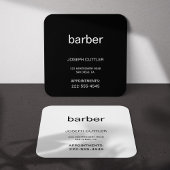 Carte De Visite Carré Typographie simple coiffeur noir et blanc