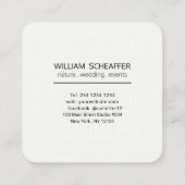 Carte De Visite Carré Typographie simple minimale de photographe de (Dos)