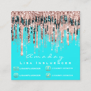 Carte De Visite Carré Un blogueur d'Influenceur dirige le Rose des médi