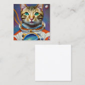 Carte De Visite Carré Un chat astronaute dans l'espace (Devant / Derrière)