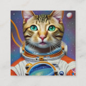Carte De Visite Carré Un chat astronaute dans l'espace (Devant)