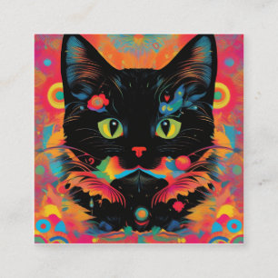 Carte De Visite Carré Un chat noir a été considéré comme un signe de bon