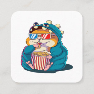 Carte De Visite Carré Un hamster drôle portant des lunettes mange du pop