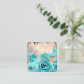 Carte De Visite Carré Un Shabby Bleu Chic Ephemera Design Series 7 (Debout devant)