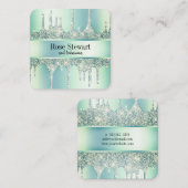 Carte De Visite Carré Une élégante parties scintillant moderne verte à l (Devant / Derrière)