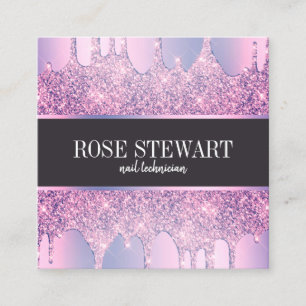 Carte De Visite Carré Une élégante parties scintillant violette moderne