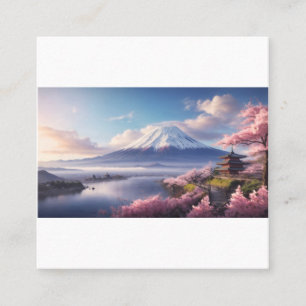 Carte De Visite Carré Une fantastique peinture à l'huile du Mont Fuji