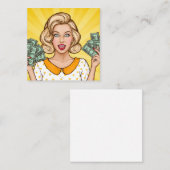 Carte De Visite Carré Une femme détient de l'argent (Devant / Derrière)