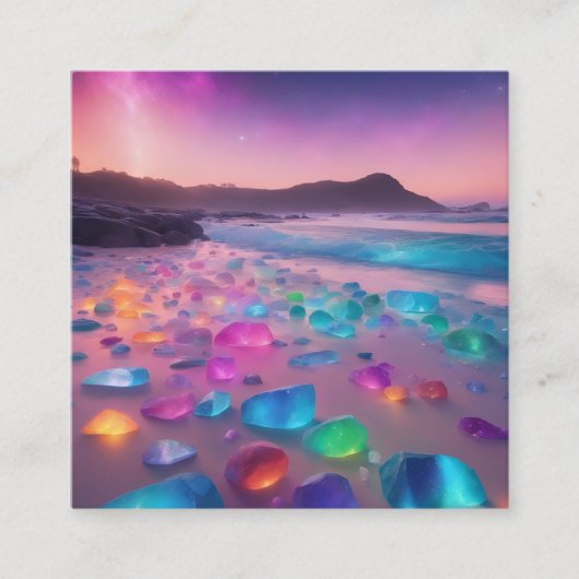 Carte De Visite Carré Une plage en pierre de verre (Devant)