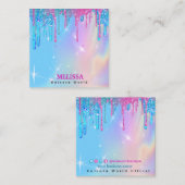 Carte De Visite Carré Unicorne magique Parties scintillant holographique (Devant / Derrière)