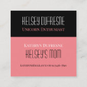 Carte De Visite Carré Unicorne Playdate pour enfant (Dos)