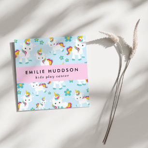 Carte De Visite Carré Unicornes mignonnes, Centre de jeux pour enfants, 