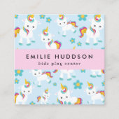 Carte De Visite Carré Unicornes mignonnes, Centre de jeux pour enfants,  (Devant)