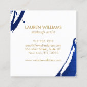 Carte De Visite Carré Unique Abstrait Indigo Blue Brushstrokes (Dos)