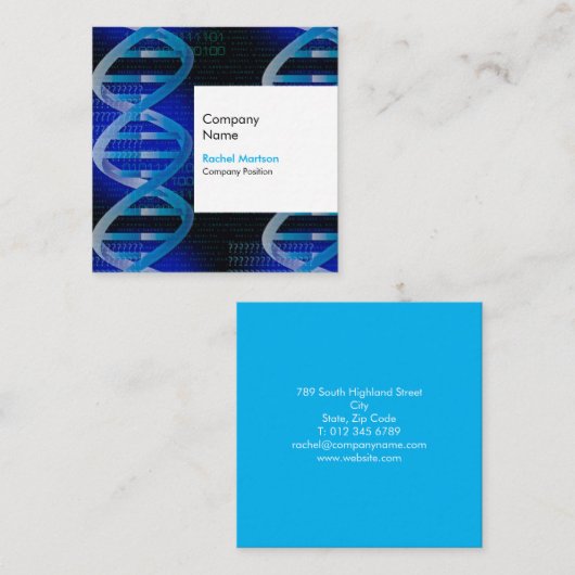 Carte De Visite Carré Unique ADN Science Thème (Devant / Derrière)