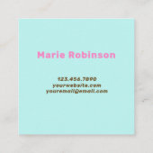 Carte De Visite Carré Unique Art Abstrait Aqua Rose Jaune Bonjour (Dos)