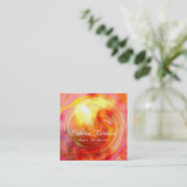 Carte De Visite Carré Unique Beau Orange Rose Rouge Art Abstrait (Debout devant)