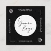 Carte De Visite Carré Unique Black and White QR Code (Devant)