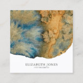 Carte De Visite Carré Unique Blue Terracotta Abstrait Aquarelle QR Code (Devant)