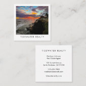 Carte De Visite Carré Unique Real Estate Agent Rocks Ocean Beach Photo (Devant / Derrière)