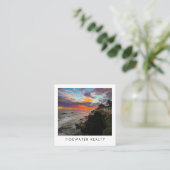 Carte De Visite Carré Unique Real Estate Agent Rocks Ocean Beach Photo (Debout devant)