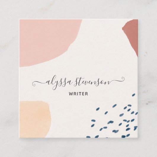 Carte De Visite Carré Unique Terracotta Earthy Moderne Boho Carré (Devant)