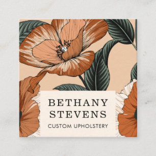 Carte De Visite Carré Upholstery Floral Terra Cotta Green Meubles