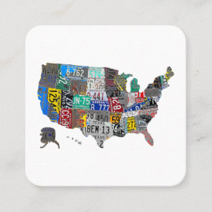 Carte De Visite Carré US American United States Map Flag License Plate A