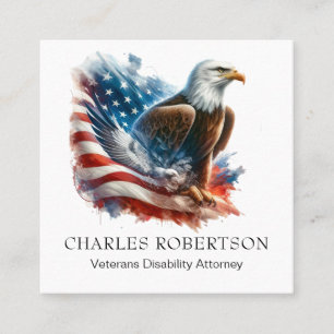 Carte De Visite Carré *~* USA. Aigle à drapeau américain QR AP16