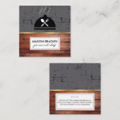 Carte De Visite Carré Ustensiles de bois rustique Grill Chef personnel (Devant / Derrière)