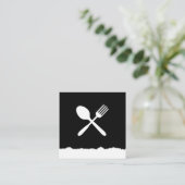 Carte De Visite Carré Ustensiles de cuisine déchirés (Debout devant)