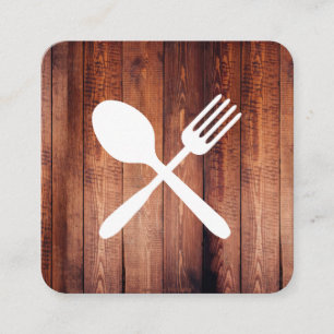 Carte De Visite Carré Ustensiles en bois rustique