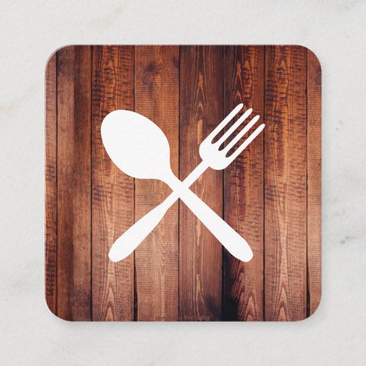 Carte De Visite Carré Ustensiles en bois rustique (Devant)