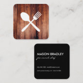 Carte De Visite Carré Ustensiles en bois rustique (Devant / Derrière)