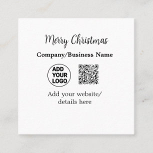 Carte De Visite Carré vacances de noël ajoutez logo de l'entreprise nom