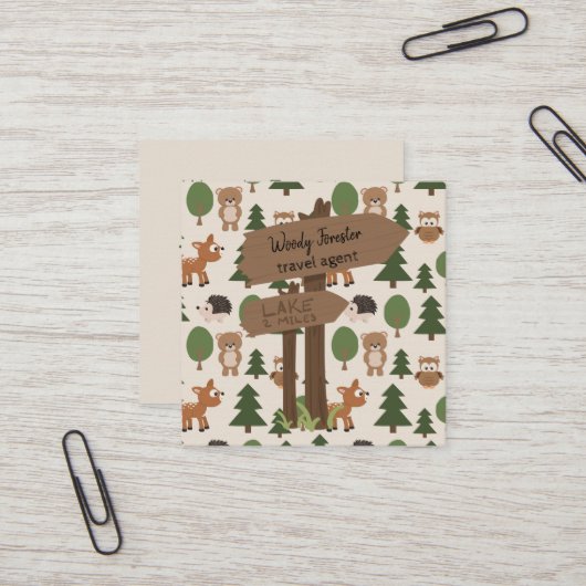 Carte De Visite Carré Vacances rustiques mignonnes d'agent de voyage (Devant/Arrière en situation)