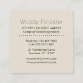 Carte De Visite Carré Vacances rustiques mignonnes d'agent de voyage (Dos)