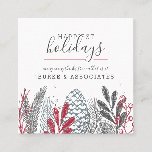 Carte De Visite Carré Vacances vertes d'hiver (Devant)