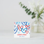 Carte De Visite Carré Valentine Tag Heart Scribbles (Debout devant)