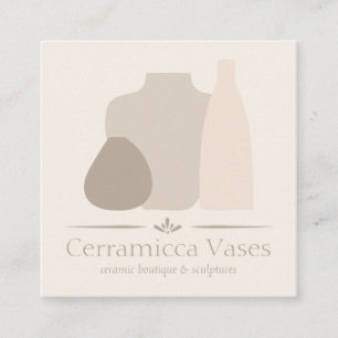 Carte De Visite Carré Vase céramique en porcelaine artisanale ivoire