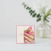 Carte De Visite Carré Velours rose élégant et moderne (Debout devant)