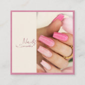 Carte De Visite Carré Velours rose élégant et moderne (Devant)