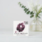 Carte De Visite Carré Verre de vin | Brosse expressive | Code QR (Debout devant)
