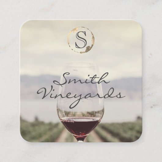 Carte De Visite Carré Verre de vin | Vignoble (Devant)