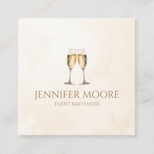 Carte De Visite Carré Verres Flute Champagne Élégante Moderne Personnali (Devant)