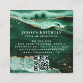 Carte De Visite Carré Vert Agate Gold Parties scintillant Script Monogra (Dos)