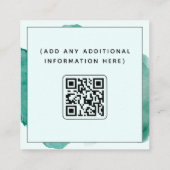 Carte De Visite Carré Vert aquarelle tendance médias sociaux QR Code Bol (Dos)
