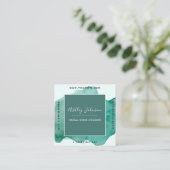 Carte De Visite Carré Vert aquarelle tendance médias sociaux QR Code Bol (Debout devant)