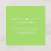 Carte De Visite Carré Vert de chaux et blanc | propre (Dos)