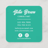 Carte De Visite Carré Vert Hello chic texte gras (Dos)